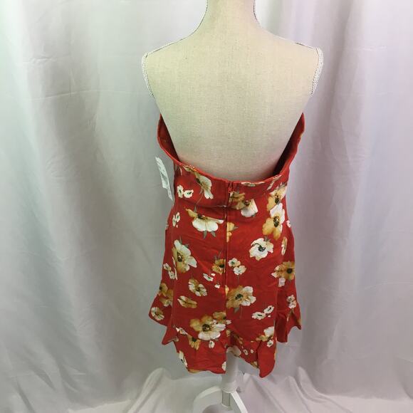 Speechless Floral Strapless Dress Red Orange Jrs S - Picture 15 of 16
